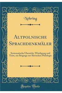 Altpolnische SprachdenkmÃ¤ler: Systematische Ã?bersicht, WÃ¼rdigung Und Texte, Ein Beigrage Zur Slavischen Philologie (Classic Reprint)