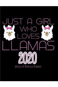 Just A Girl Who Loves Llamas 2020 Weekly & Monthly Planner