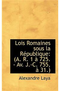Lois Romaines Sous La R Publique