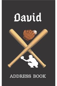 David: Address Book for Kids who Love Baseball Personalized with your Boy's Name