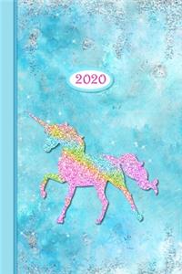 2020 Planner - Blue Rainbow Glitter Unicorn