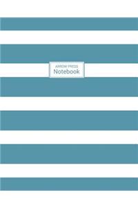 Notebook: Wide Ruled Notebook for Everyday Use Blue/Gray and White Stripes Beach Design