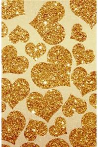Glitzer Notizbuch Goldene Herzen