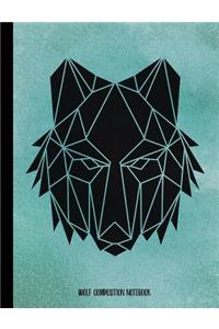 Wolf Composition Notebook - Teal Geometric Wolf - Wide Ruled