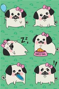 Journal Notebook For Dog Lovers Pug Life - Green