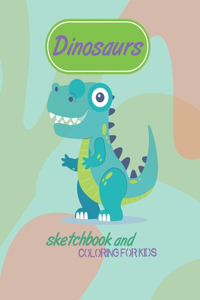 dinosaurs sketch book and coloring for kids