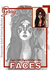 Grayscale Adult Coloring Books Gray Faces Vol.4