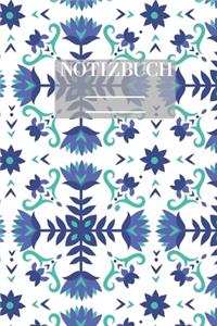 Notizbuch Garten Muster Pattern Pflanzen Blumen Pflanze Flower Blüte Blau Weiss