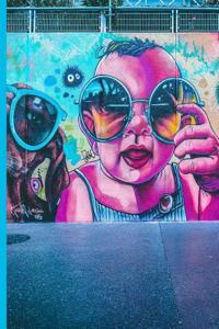Graffiti Street Art #4 Baby and Dachshund Dog in Sunglasses