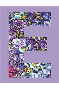Purple Flowers Letter 'e' Monogrammed Lined Journal