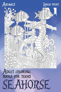 Adult Coloring Books for Teens - Animals - Large Print - Seahorses