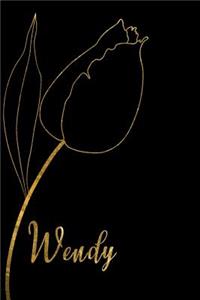 Wendy: Personalized Writing Journal for Women - Elegant Black and Gold