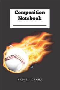 Composition Notebook - Flaming Baseball