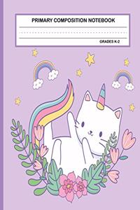 Primary Composition Notebook Grades K-2 Kawaii Kitty Cat