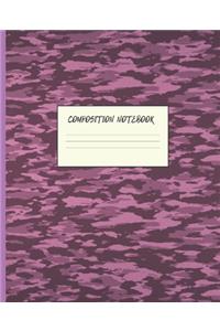 Composition Notebook: CLASSIC CAMO PURPLE CAMOUFLAGE DESIGN COVER COVER - 7.5 x 9.25" WIDE-RULED PAGES - WORKBOOK, JOURNAL, NOTEBOOK - INCLUDES BELONG TO PAGE AND CLASS S