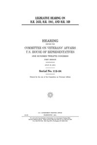 Legislative hearing on H.R. 2433, H.R. 1941, and H.R. 169