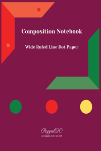 College Notebook Wide Ruled Line Dot Paper-124 pages-8.5x11 Inches