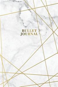 Bullet Journal: Marble + Gold Trendy Journal - 120-Page 1/4 Inch Dot Grid Notebook- 6 X 9 Marble & Gold Perfect Bound Softcover