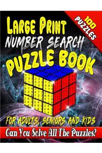 Large Print Number Search Puzzle Book for Adults, Seniors and Kids