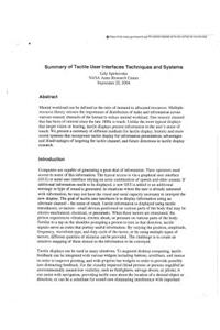 Summary of Tactile User Interfaces Techniques and Systems