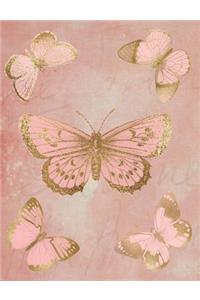 Pink and Gold Butterflies Composition Notebook