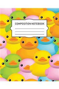 Composition Notebook: Rubber Ducks Wide Ruled 100 Page Workbook