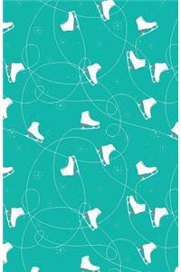 Journal Notebook Ice Skates in Snow Winter Pattern - Green