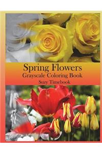 Spring Flowers Grayscale Coloring Book