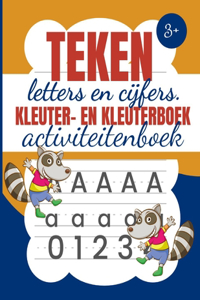 Teken letters en cijfers Kleuter -en kleuterboek Activiteitenboek
