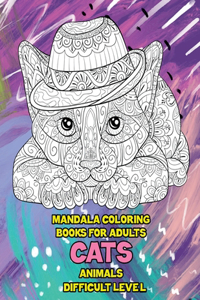 Mandala Coloring Books for Adults Difficult Level - Animals - Cats
