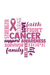 Strength courage love faith fight cancer support awareness survivor hope family believe life