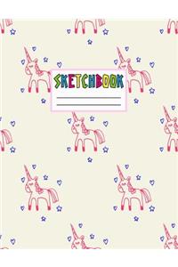 Sketcbook: Cute Unicorn Kawaii Sketch Book for Girls, Kids, Teens, Women (Perfect for Sketching, Drawing, Doodling, Journal, Note Pad, Birthday Party Favors)