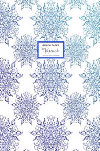 Square Grid Journal - Graph Paper Notebook - Blue Mandalas on White