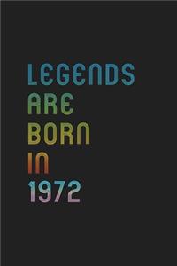 Legends Are Born In 1972 Notebook Birthday Gift