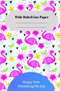 Cute Flamingo Theme Wide Ruled Line Paper