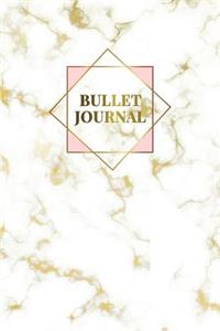 Bullet Journal: Marble + Gold Bullet Journal - 120-Page 1/2 Inch Dot Grid Notebook - 6 X 9 Marble & Gold Perfect Bound Softcover