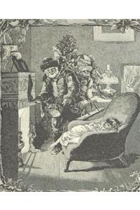 Vintage Father Christmas Santa Claus Baby Fireplace School Comp Book 130 Pages