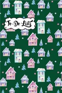To-Do List Book - Christmas Holiday To Do Lists Journal Notebook Snowy Houses Pattern 5