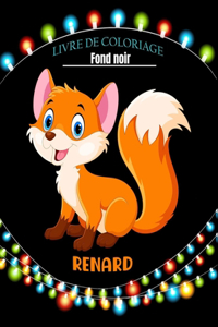 Renard livre de coloriage fond noir