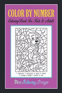 Color By Number: Brain Games, Coloring Book For Kids & Adults Stress Relieving Designs