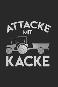 Notizbuch: Attacke Mit Kacke Gülle Zugmaschine Spruch als Geschenkidee als Planer Tagebuch Notizheft oder Notizblock 6x9 DIN A5 120 Seiten - Liniert