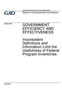 Government efficiency and effectiveness, inconsistent definitions and information limit the usefulness of federal program inventories