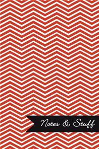 Notes & Stuff - Lined Notebook with Red Chevron Pattern Cover
