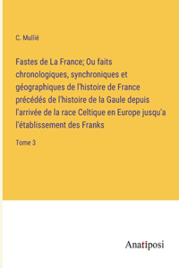 Fastes de La France; Ou faits chronologiques, synchroniques et géographiques de l'histoire de France précédés de l'histoire de la Gaule depuis l'arrivée de la race Celtique en Europe jusqu'a l'établissement des Franks