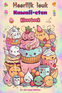 Heerlijk leuk Kawaii-eten Kleurboek Schattige kawaii-ontwerpen voor fijnproevers