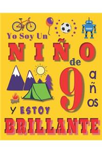 Yo soy un niño de 9 años y estoy brillante: Diario y cuaderno de dibujo para niños de nueve años