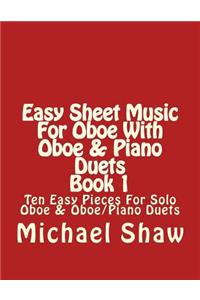 Easy Sheet Music For Oboe With Oboe & Piano Duets Book 1