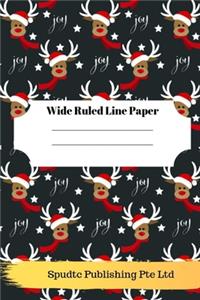Cute Reindeer Theme Wide Ruled Line Paper
