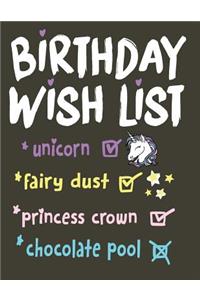 Birthday wish list