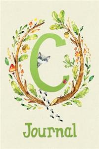 Cute Woodland Critter Journal with Initial: Cute Woodland Raccoon Journal Initial 'c'